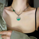Chinese Style Jade Pendant Women Necklace Irregular Personality Temperament