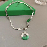 Chinese Style Jade Pendant Women Necklace Irregular Personality Temperament