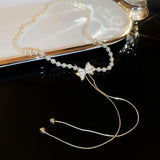 Tassel Bowknot Women Necklace Delicate Choker Kolye Pendant Jewelry