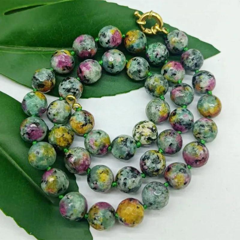 Multicolor Jade Round Bead Necklace 18 Inch Ladies Jewelry