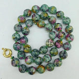 Multicolor Jade Round Bead Necklace 18 Inch Ladies Jewelry
