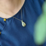 Hetian Jade Enamel Flower Pendant Necklace Palace Style Ladies Jewelry