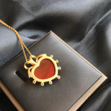 Silver Inlaid Enamel Love Pendant Necklace