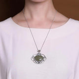 Hetian Jade Silver Geometric Necklace Pendant Women's Jewelry