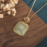 Vintage Hotan Jade Pendant Necklace Women Gift Jewelry