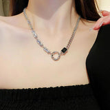 Irregular Women Necklace 925 Silver CZ Clavicle Chain Pendant