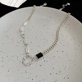 Irregular Women Necklace 925 Silver CZ Clavicle Chain Pendant
