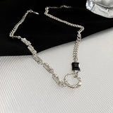 Irregular Women Necklace 925 Silver CZ Clavicle Chain Pendant