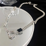 Irregular Women Necklace 925 Silver CZ Clavicle Chain Pendant