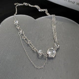 Baroque Irregular Women Necklace Gothic Geometric Moonstone Collar Kolye