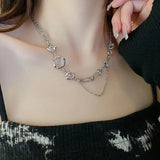 Baroque Irregular Women Necklace Gothic Geometric Moonstone Collar Kolye