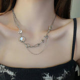 Baroque Irregular Women Necklace Gothic Geometric Moonstone Collar Kolye
