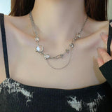 Baroque Irregular Women Necklace Gothic Geometric Moonstone Collar Kolye