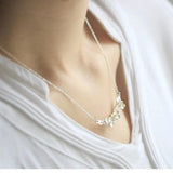Plum Blossom Pendant Necklace 925 Sterling Silver Lovely Flower Choker Chain