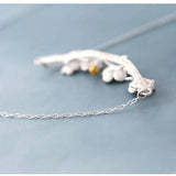 Plum Blossom Pendant Necklace 925 Sterling Silver Lovely Flower Choker Chain