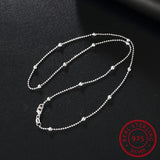 925 Silver Beaded Choker Necklace Women Girl Jewelry 16-24 inch Ball Chains