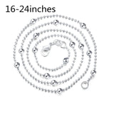 925 Silver Beaded Choker Necklace Women Girl Jewelry 16-24 inch Ball Chains