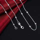 925 Silver Beaded Choker Necklace Women Girl Jewelry 16-24 inch Ball Chains