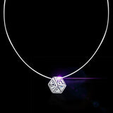 925 Silver Invisible Chain Lines Necklaces Chokers 6MM zirconia Pendants X4474S