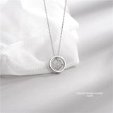 925 Silver 3D Square Circle Pendant Necklace with Chain