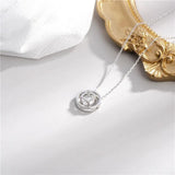 925 Silver 3D Square Circle Pendant Necklace with Chain