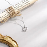 925 Silver 3D Square Circle Pendant Necklace with Chain