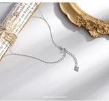 925 Silver 3D Square Circle Pendant Necklace with Chain