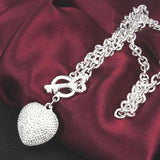 925 Sterling Silver Heart Pendant Necklace for Wedding Jewelry