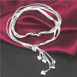 925 Silver Taiji Five Lines Rope Heart Pendant Necklace