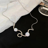 Geometric Moonstone Necklace for Lady Charm Thin Clavicle Chain Kolye Choker