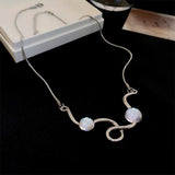 Geometric Moonstone Necklace for Lady Charm Thin Clavicle Chain Kolye Choker