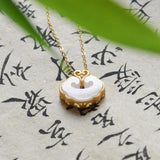 Chinese Retro Silver Inlaid Jade Women's Pendant Necklace