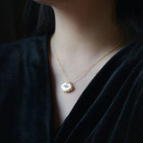 Chinese Retro Silver Inlaid Jade Women's Pendant Necklace