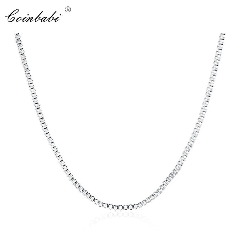 1MM Geometric Box Chains Necklace 925 Sterling Silver For Women