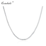 1MM Geometric Box Chains Necklace 925 Sterling Silver For Women