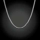 1MM Geometric Box Chains Necklace 925 Sterling Silver For Women