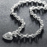 Classic 925 Silver Heart Chain Necklace for Women Men