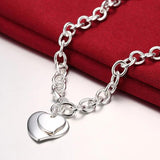 Classic 925 Silver Heart Chain Necklace for Women Men
