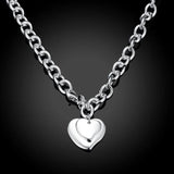 Classic 925 Silver Heart Chain Necklace for Women Men