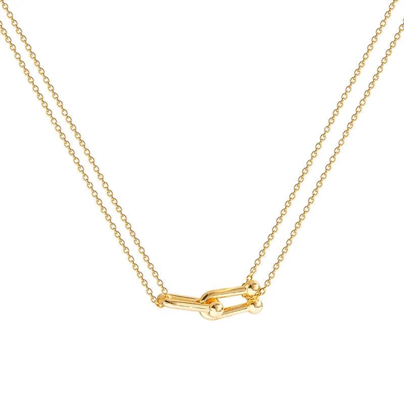 Figure Lock 18KT Pendant Necklace Fine Jewelry Woman Girl Birthday Wedding Gift