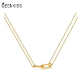 Figure Lock 18KT Pendant Necklace Fine Jewelry Woman Girl Birthday Wedding Gift