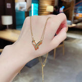 Figure Lock 18KT Pendant Necklace Fine Jewelry Woman Girl Birthday Wedding Gift
