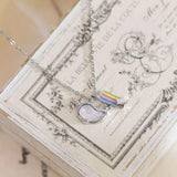 Romantic Unicorn Rainbow Necklace for Women 925 Silver Clavicle Chain Pendant