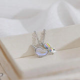 Romantic Unicorn Rainbow Necklace for Women 925 Silver Clavicle Chain Pendant