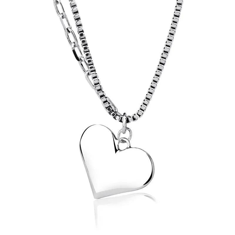 QueenKiss Heart 925 Sterling Silver Pendant Necklace
