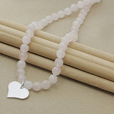 925 Silver Pink Pearl Heart Necklace for Women