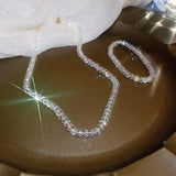 Colorful Transparent Crystal Round Necklace Romantic Clavicle Chain