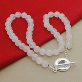 925 Silver Pink Pearl Necklace Women Wedding Bead Jewelry