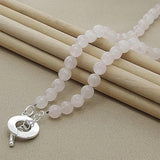 925 Silver Pink Pearl Necklace Women Wedding Bead Jewelry
