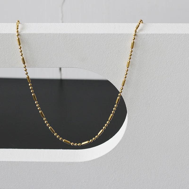 Bohemian Beaded Necklace 18K Gold Plated Women Asymmetrical Minimalist Jewelry
